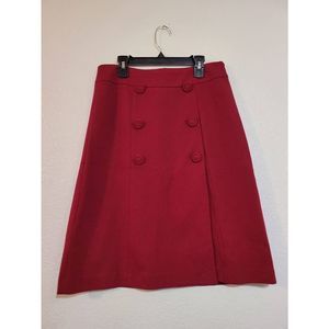 Talbots Size 2 Wine Colored Skirt Faux Button Design Side Zipper Rayon Spandex